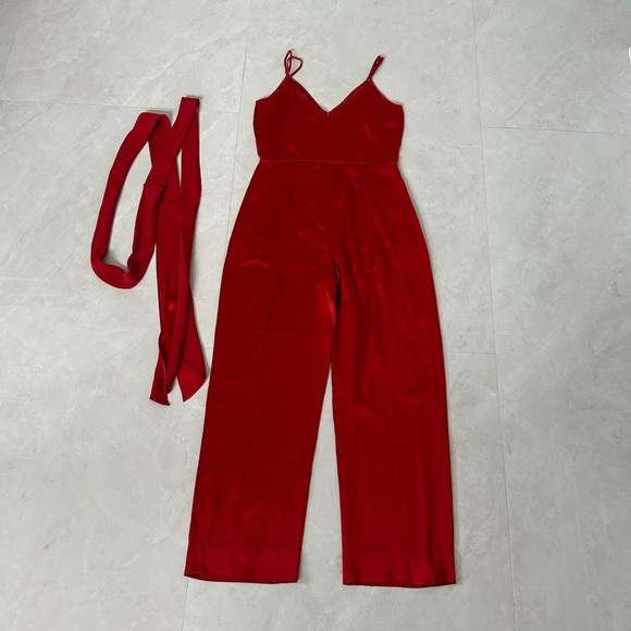 Diane von furstenberg satin sleeveless pleat belted jumpsuit - Picture 5 of 10